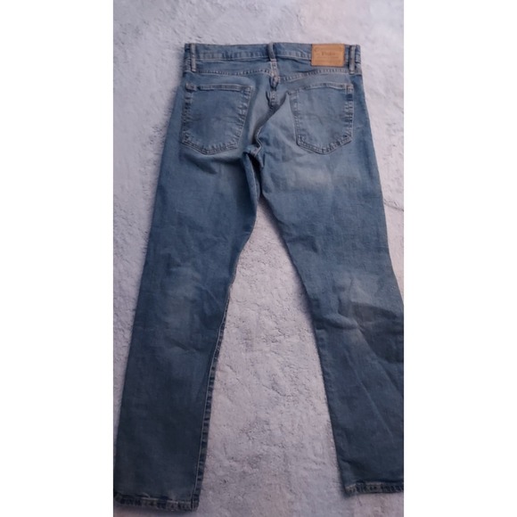 Polo Ralph Lauren Jeans Men 33x32 Varick Slim Straight Blue Denim Cotton Stretch - Picture 1 of 13